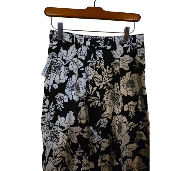 Old Navy Pencil Skirt XS Womens Linen Blend Black White Floral Print Midi NWT - Picture 3 of 6